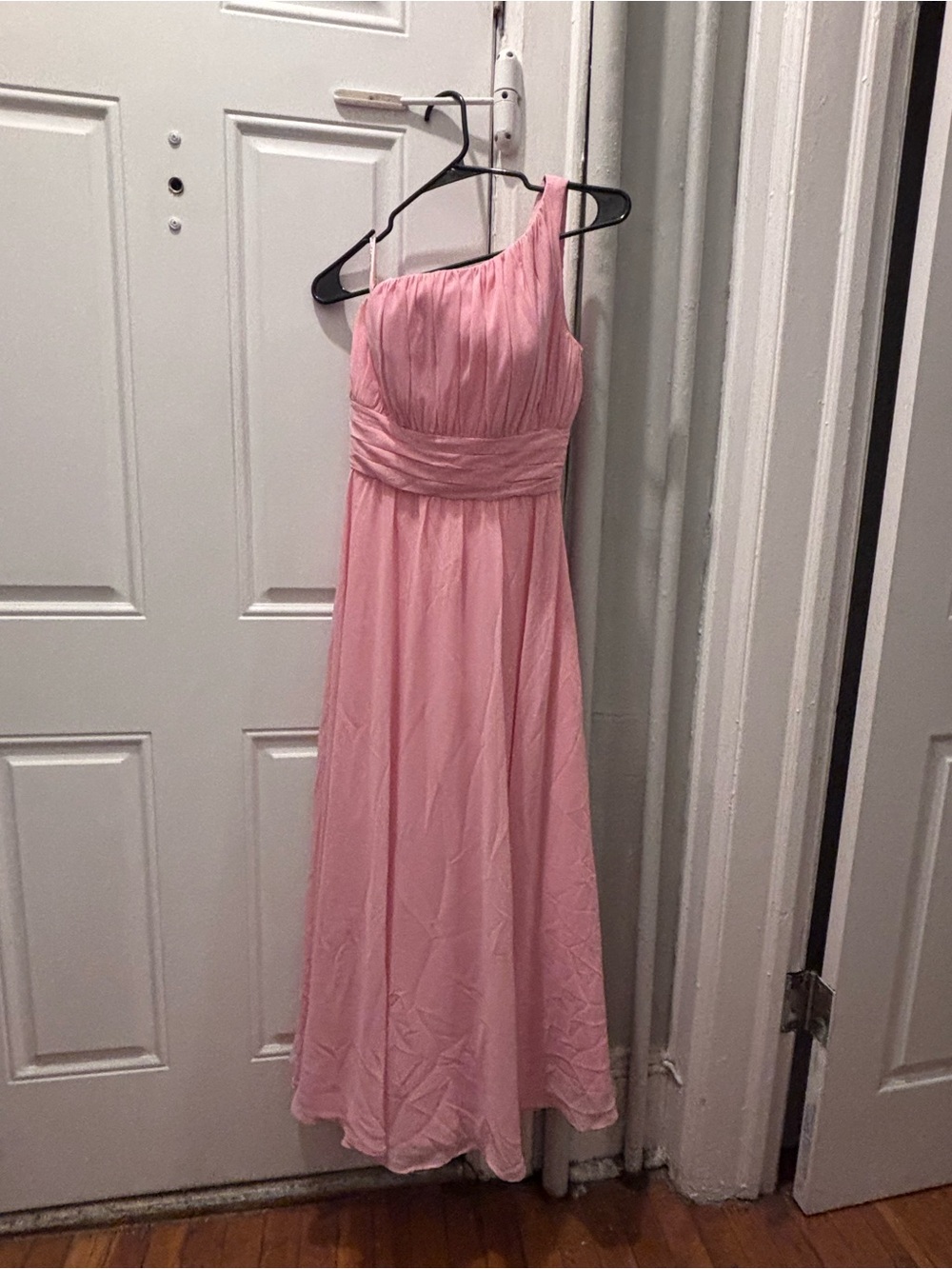 Mori Lee One-Shoulder Light Pink Chiffon Gown